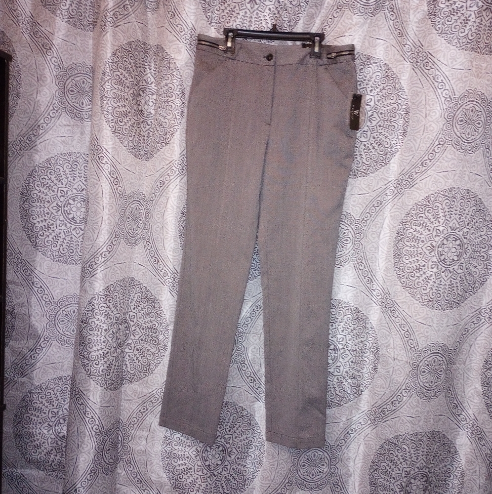 NWTWorthington Grey Slacks Trousers Zipper Waist Detail Dress Pants WomenSize 10 - Picture 3 of 16